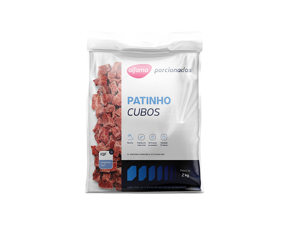 PATINHO BOVINO CONGELADO EM CUBOS ALFAMA 2 KG (CX 3 PCT)